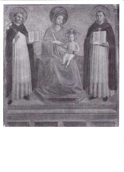  . .       .    
Postal card Virgin and Child enthroned with SS Dominic and Thomas Aquinas by Fra Angelico