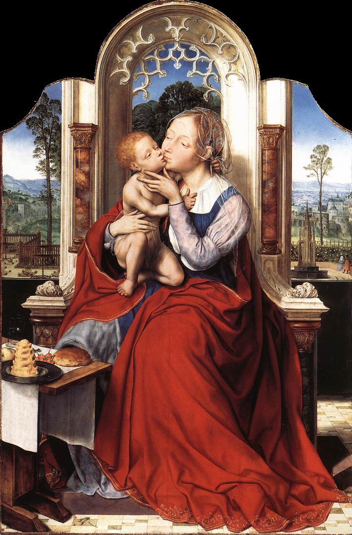 . .     
Virgin and Child enthroned by Quentin Massys